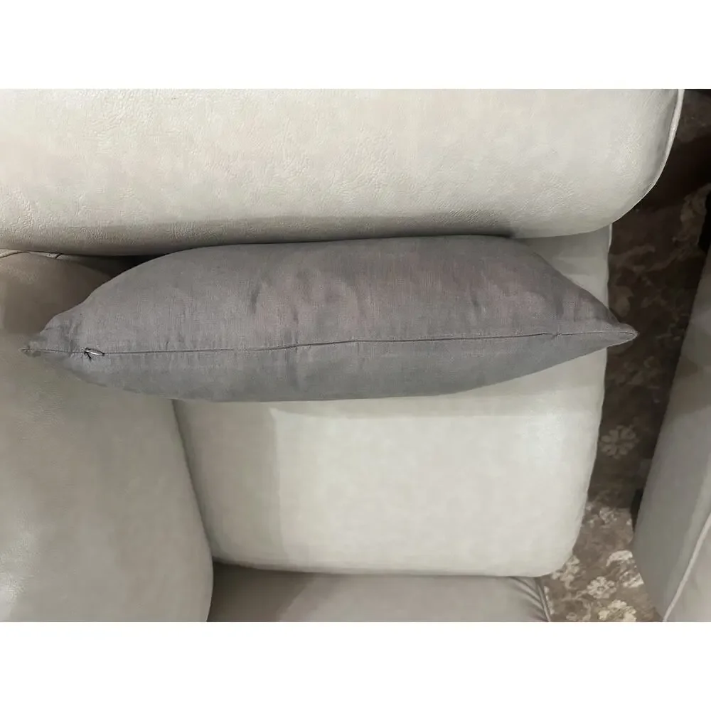 Ballard Designs Gray BelissIma Flax Duck Down Filled Lumbar Pillow 20 X 12